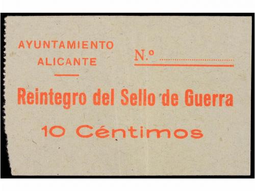 ESPAÑA GUERRA CIVIL. ALICANTE. Vale de 10 cts. naranja. Rein