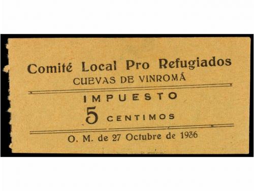 * ESPAÑA. CUEVAS DE VINROMA. 5 cts. negro s. amarillo. Pro-R