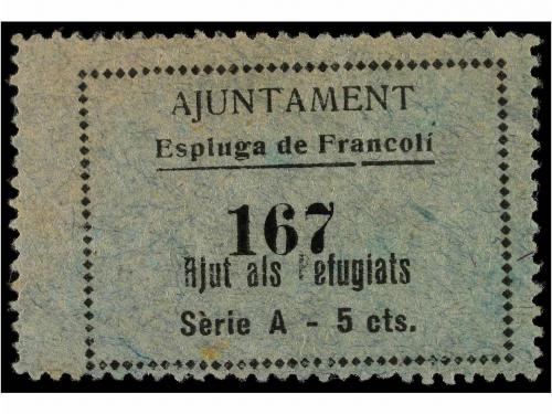 ESPAÑA GUERRA CIVIL. ESPLUGA DE FRANCOLÍ. 5 cts. negro s. gr