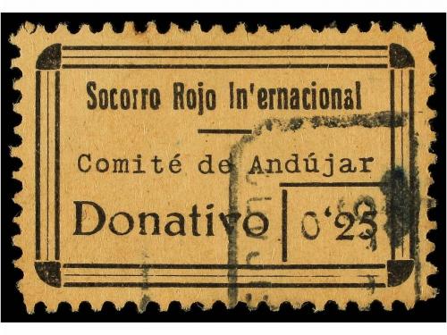 ° ESPAÑA GUERRA CIVIL. ANDÚJAR. 25 cts. negro s. amarillo S.