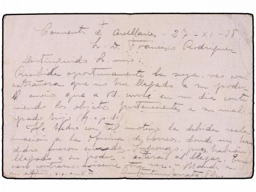 ✉ ESPAÑA GUERRA CIVIL. 1938 (Nov. 27). CONVENTO DE AVELLANES