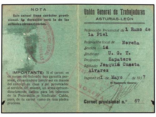 * ESPAÑA GUERRA CIVIL. ASTURIAS. Sello de cuota de 1 pta. Se