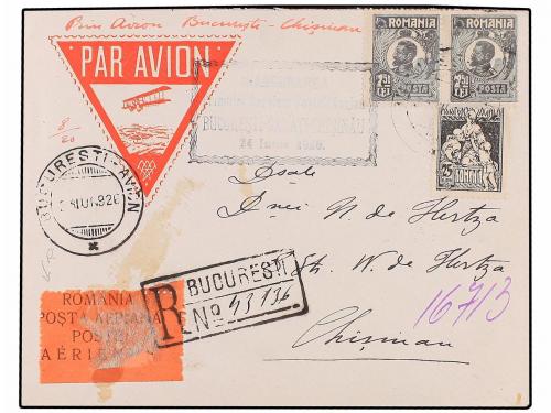 ✉ RUMANIA. 1926 (24-VI). BUCAREST a CHISINAU. FIRST FLIGHT. 