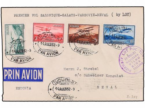 ✉ RUMANIA. 1932 (14-VIII). BUCAREST a REVAL (Estonia). FIRST