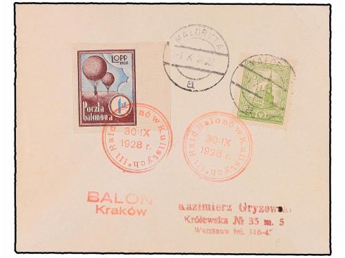 ✉ POLONIA. 1928 (30-IX). VARSOVIA a MALORYTA. BALLON POST. 5