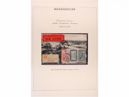 ✉ MADAGASCAR. 1929-1938. PRIMEROS VUELOS. Colección de 25 ca
