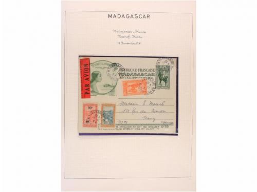 ✉ MADAGASCAR. 1929-1938. PRIMEROS VUELOS. Colección de 25 ca