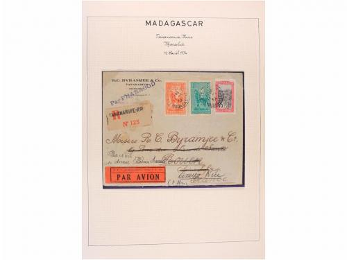 ✉ MADAGASCAR. 1929-1938. PRIMEROS VUELOS. Colección de 25 ca
