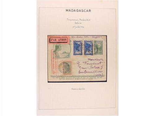 ✉ MADAGASCAR. 1929-1938. PRIMEROS VUELOS. Colección de 25 ca