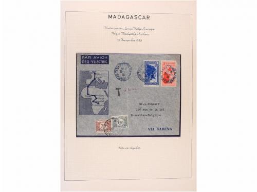 ✉ MADAGASCAR. 1929-1938. PRIMEROS VUELOS. Colección de 25 ca