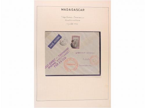 ✉ MADAGASCAR. 1929-1938. PRIMEROS VUELOS. Colección de 25 ca