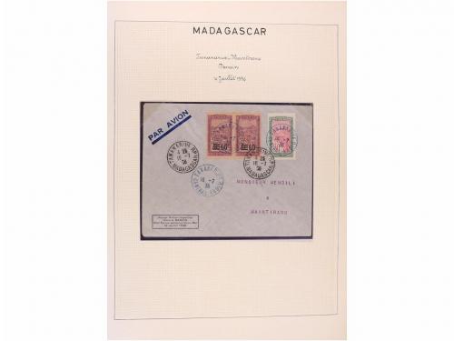 ✉ MADAGASCAR. 1929-1938. PRIMEROS VUELOS. Colección de 25 ca