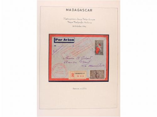 ✉ MADAGASCAR. 1929-1938. PRIMEROS VUELOS. Colección de 25 ca