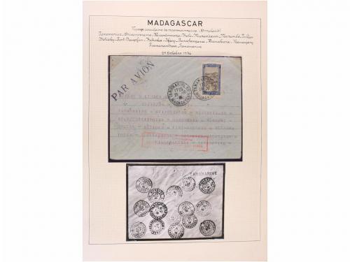 ✉ MADAGASCAR. 1929-1938. PRIMEROS VUELOS. Colección de 25 ca