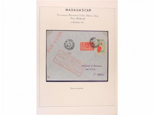 ✉ MADAGASCAR. 1929-1938. PRIMEROS VUELOS. Colección de 25 ca