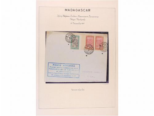 ✉ MADAGASCAR. 1929-1938. PRIMEROS VUELOS. Colección de 25 ca