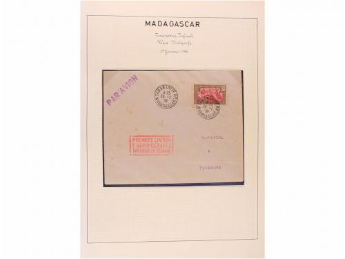 ✉ MADAGASCAR. 1929-1938. PRIMEROS VUELOS. Colección de 25 ca