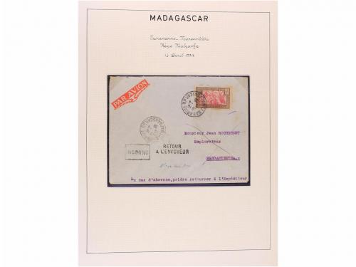 ✉ MADAGASCAR. 1929-1938. PRIMEROS VUELOS. Colección de 25 ca