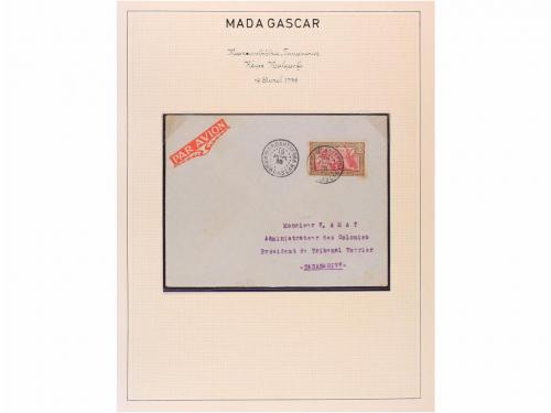 ✉ MADAGASCAR. 1929-1938. PRIMEROS VUELOS. Colección de 25 ca