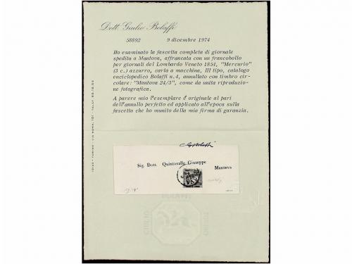 ✉ ITALIA ANTIGUOS ESTADOS: LOMBARDO-VENECIA. Sa. P-3. (1855 