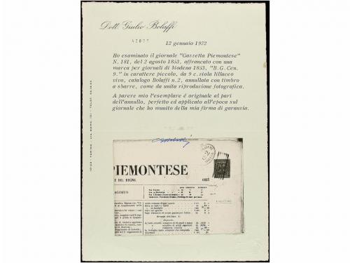 ✉ ITALIA ANTIGUOS ESTADOS: MODENA. Sa. P-2. 1853. Periódico 
