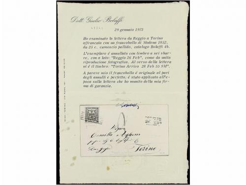 ✉ ITALIA ANTIGUOS ESTADOS: MODENA. Sa. 4. 1855. REGGIO a TOR