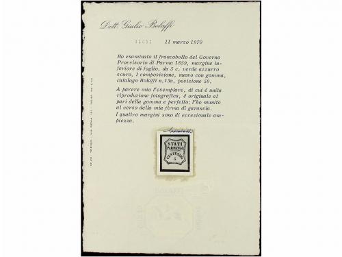 * ITALIA ANTIGUOS ESTADOS: PARMA. Sa. 12. 1859. 5 cts. verde