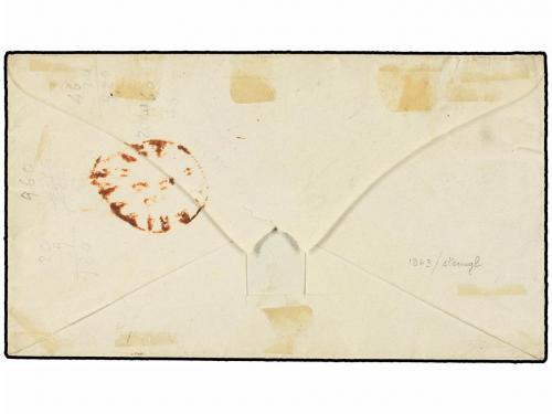 ✉ ITALIA ANTIGUOS ESTADOS: CERDEÑA. Sa. 6. 1854. TORINO a LA