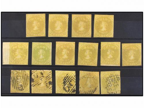 (*)/° CHILE. Sc. 11 (15). 1862. 1 ctvo. amarillo limón. Diez