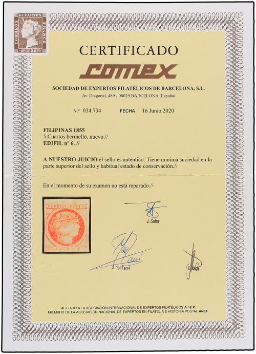 (*) FILIPINAS. Ed. 6. 5 cuartos rojo. Extraordinario ejempla