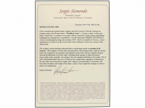 ✉ ITALIA ANTIGUOS ESTADOS: ESTADOS PONTIFICIOS. Sa. 1. (1852