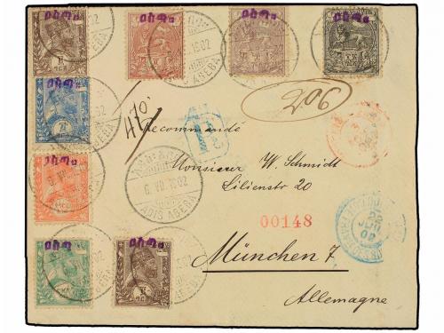 ✉ ETIOPIA. Sc. 15/21. 1902. ADDÍS ABEBA a ALEMANIA. ESPECTAC