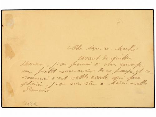 ✉ ETIOPIA. Sc. 2. 1897. HARAR a FRANCIA. Entero Postal de 1 