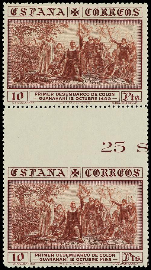 ** ESPAÑA. Ed. 545. 10 pts. castaño. Pareja vertican con int