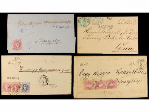 ✉ SERBIA. 1870-75. Group of 11 covers (one front), diverse f