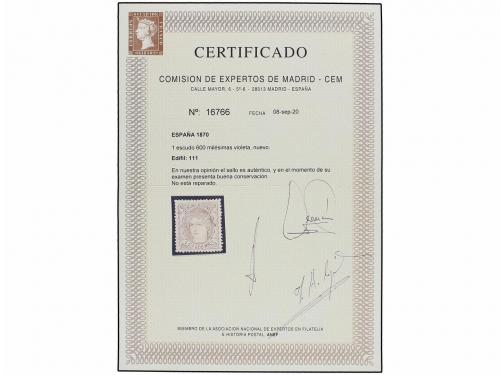 * ESPAÑA. Ed. 111. 1 Esc. 600 m. violeta. Color muy fresco c