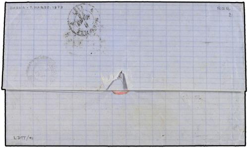 ✉ ESPAÑA. Ed. 123 (2). 1873. BARCELONA a MARSEILLE (Francia)
