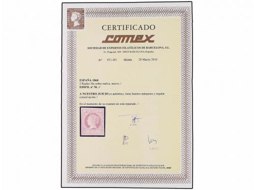 (*) ESPAÑA. Ed. 56. 2 reales violeta. MAGNÍFICO EJEMPLAR. Ce