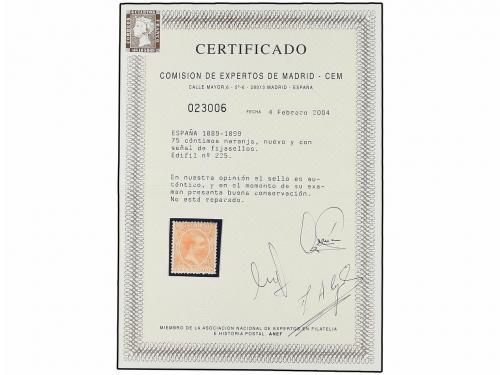 * ESPAÑA. Ed. 225. 75 cts. naranja. Excelente color y centra