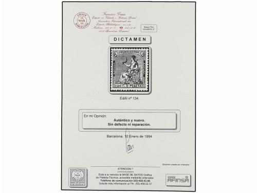 * ESPAÑA. Ed. 134. 20 cts. negro. Color excepcional. MAGNÍFI