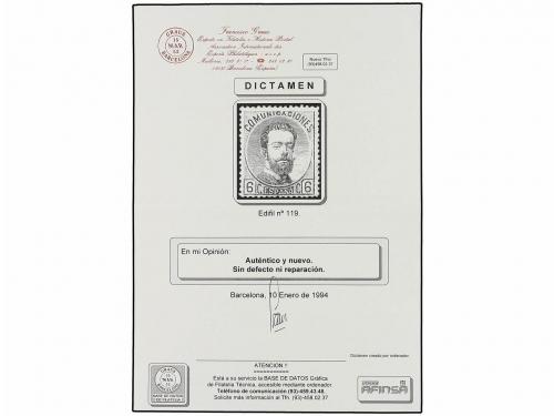 (*) ESPAÑA. Ed. 119. 6 cts. azul. PIEZA DE LUJO. Dictamen GR