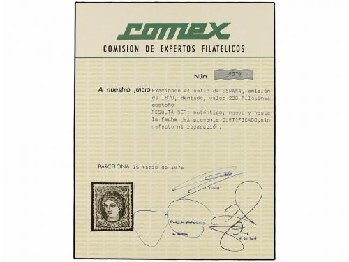 ** ESPAÑA. Ed. 109. 200 mils. castaño. PIEZA DE LUJO. Cert. 