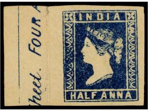 * INDIA. Sg. 6. 1854. 1/2 anna. Die II. Marginal stamps. Ver