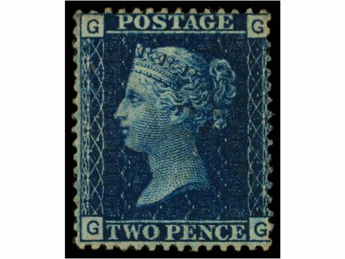 * GRAN BRETAÑA. Sg. 43, 47. 1858-79. 1 d. rose red (pl. 206)