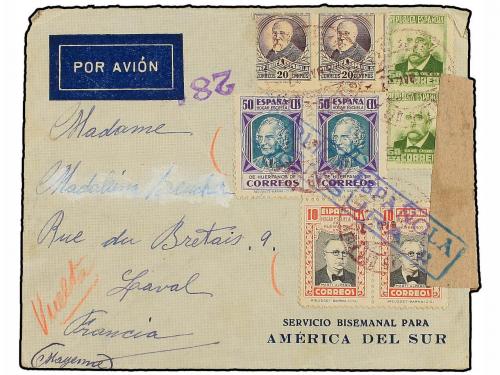 ✉ ESPAÑA GUERRA CIVIL. 1938. BARCELONA a FRANCIA. Sobre circ