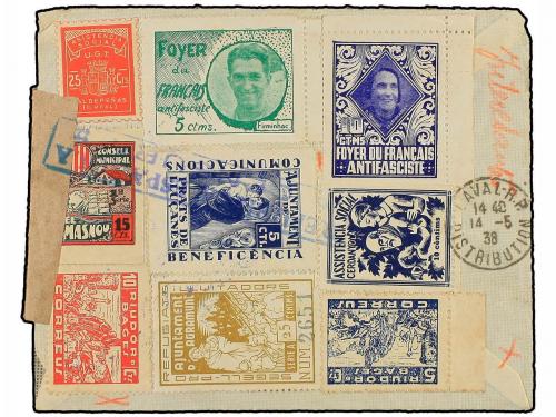 ✉ ESPAÑA GUERRA CIVIL. 1938. BARCELONA a FRANCIA. Sobre circ