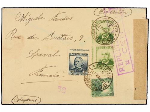✉ ESPAÑA GUERRA CIVIL. 1937. BARCELONA a FRANCIA. Sobre circ