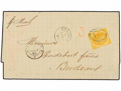 ✉ SANTA LUCIA. Sg. 16. 1882. SAINT LUCIA to FRANCE. (4d.) ye