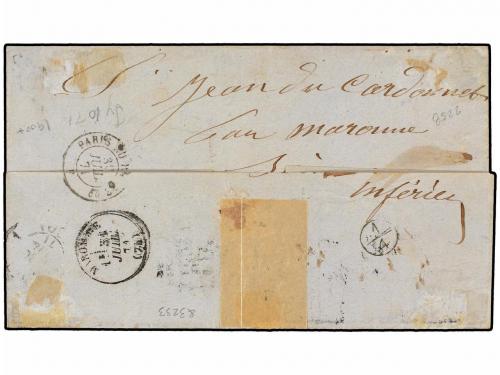 ✉ SAN VICENTE. Sg. 6 (4). 1871. SAINT VINCENT to FRANCE. 4d.