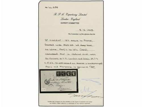 ✉ SAN VICENTE. Sg. 6 (4). 1871. SAINT VINCENT to FRANCE. 4d.